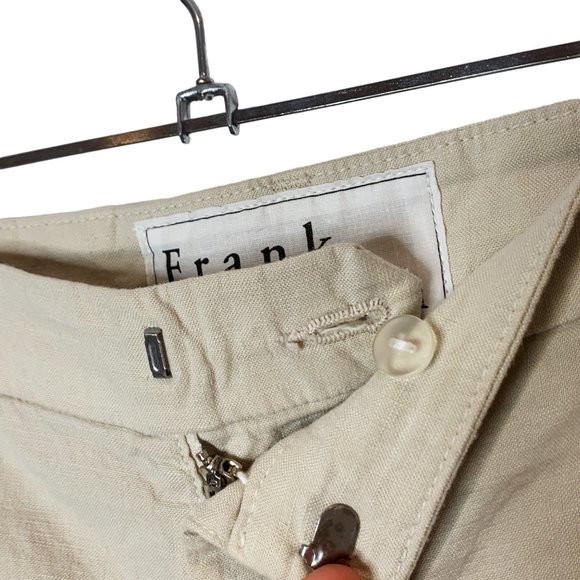 Frank & Eileen Kinsale Trouser Linen Tan Wide Leg Pant High Rise Raw Hem Size 12 - Picture 7 of 16